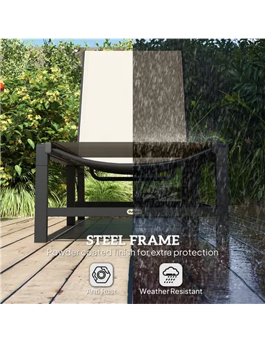 Outsunny Folding Sun Lounger Set of 2, 5-Position Adjustable Reclining Garden Loungers, Garden Chaise Lounge Sunbed Recliner Cha