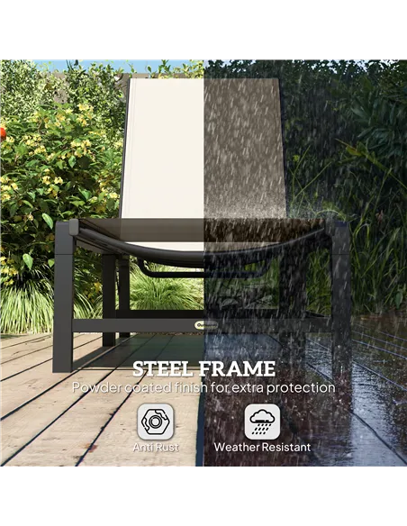 Outsunny Folding Sun Lounger Set of 2, 5-Position Adjustable Reclining Garden Loungers, Garden Chaise Lounge Sunbed Recliner Cha