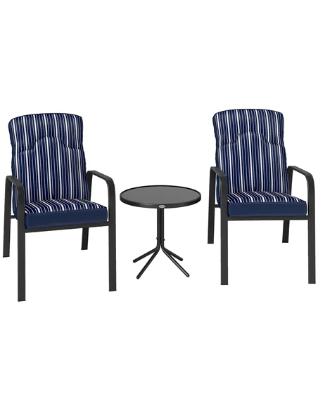 Outsunny Three-Piece Reclining Chair Set - Blue