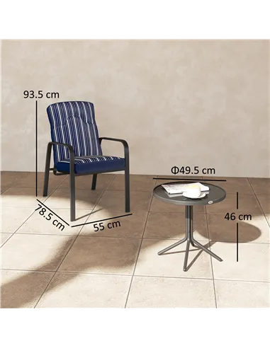 Outsunny Three-Piece Reclining Chair Set - Blue