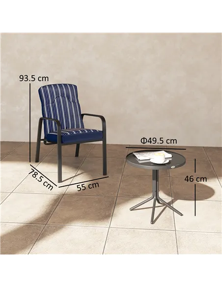 Outsunny Three-Piece Reclining Chair Set - Blue