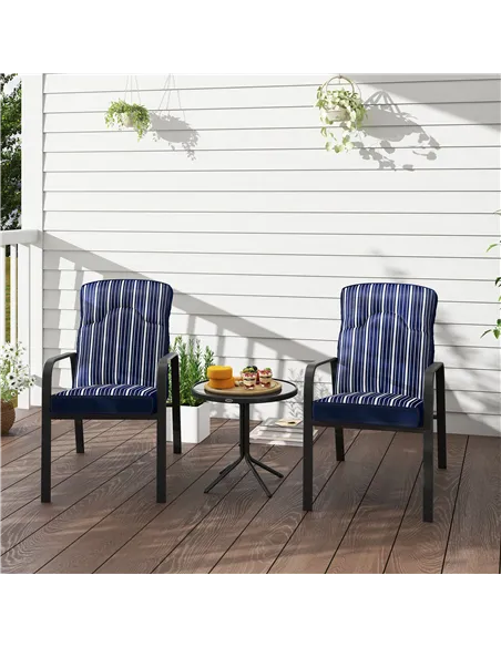 Outsunny Three-Piece Reclining Chair Set - Blue