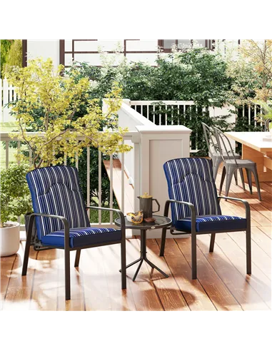 Outsunny Three-Piece Reclining Chair Set - Blue