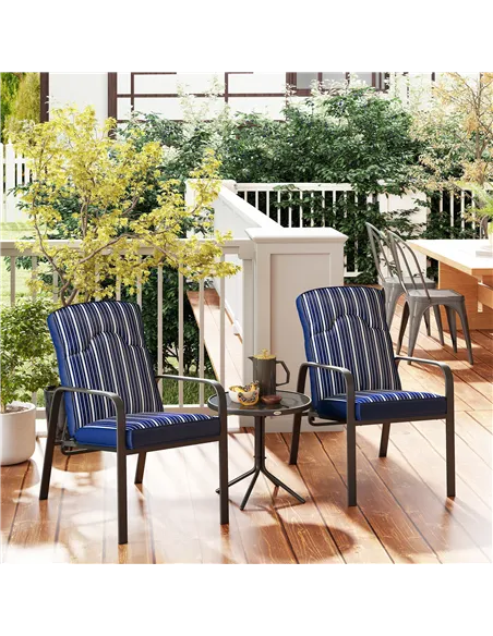 Outsunny Three-Piece Reclining Chair Set - Blue