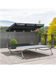 Outsunny Double Outdoor Bed, with Canopy - Light Grey 2