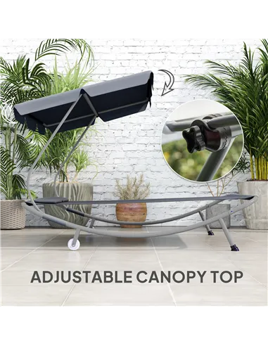 Outsunny Double Outdoor Bed, with Canopy - Light Grey