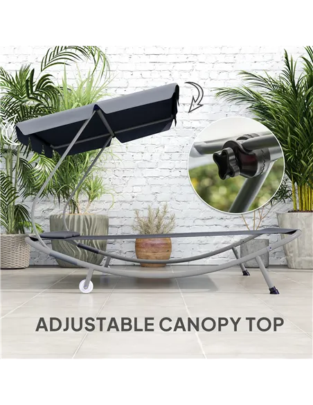 Outsunny Double Outdoor Bed, with Canopy - Light Grey