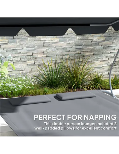 Outsunny Double Outdoor Bed, with Canopy - Light Grey
