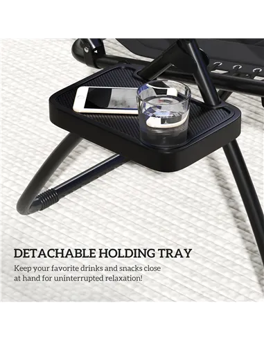 Outsunny Zero Gravity Lounger Chair, Folding Reclining Patio Chair with Shade Cover, Padded Seat, Cup Holder, Soft Cushion and H