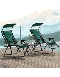 Outsunny Zero Gravity Lounger Chair Set of 2, Folding Reclining Patio Chair with Shade Cover, Padded Seat, Cup Holder, Soft Cush 2