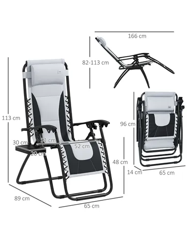 Outsunny Zero Gravity Lounger Chair Set of 2, Folding Reclining Patio Chair with Padded Seat, Cup Holder, Soft Cushion and Headr