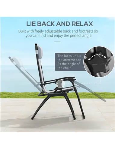 Outsunny Zero Gravity Lounger Chair Set of 2, Folding Reclining Patio Chair with Padded Seat, Cup Holder, Soft Cushion and Headr