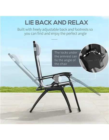 Outsunny Zero Gravity Lounger Chair Set of 2, Folding Reclining Patio Chair with Padded Seat, Cup Holder, Soft Cushion and Headr