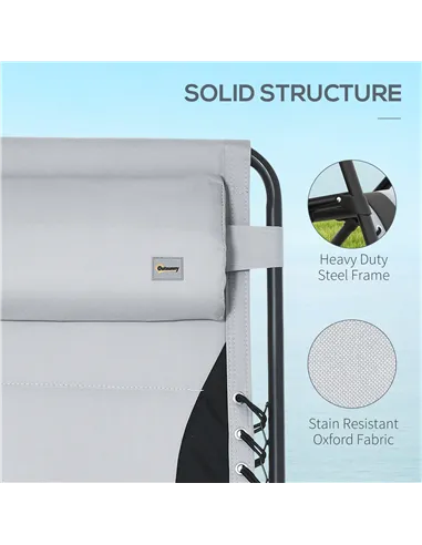 Outsunny Zero Gravity Lounger Chair Set of 2, Folding Reclining Patio Chair with Padded Seat, Cup Holder, Soft Cushion and Headr