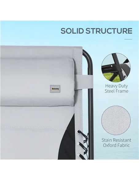 Outsunny Zero Gravity Lounger Chair Set of 2, Folding Reclining Patio Chair with Padded Seat, Cup Holder, Soft Cushion and Headr