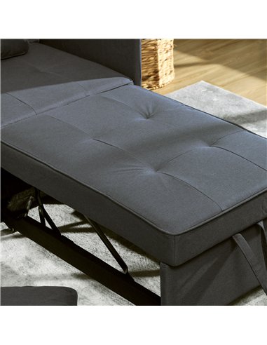 HOMCOM Convertible Single Sofa Bed with Thick Padded Seat, 3-in-1 Multi-Functional Sleeper Chair Bed with Magazine Pocket, for L