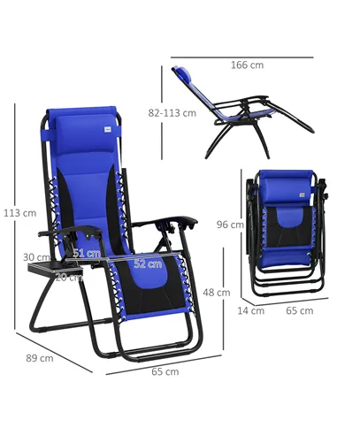 Outsunny Zero Gravity Lounger Chair Set of 2, Folding Reclining Patio Chair with Padded Seat, Cup Holder, Soft Cushion and Headr