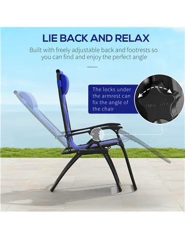 Outsunny Zero Gravity Lounger Chair Set of 2, Folding Reclining Patio Chair with Padded Seat, Cup Holder, Soft Cushion and Headr