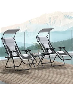 Outsunny Zero Gravity Lounger Chair Set of 2, Folding Reclining Patio Chair with Shade Cover, Padded Seat, Cup Holder, Soft Cush 2