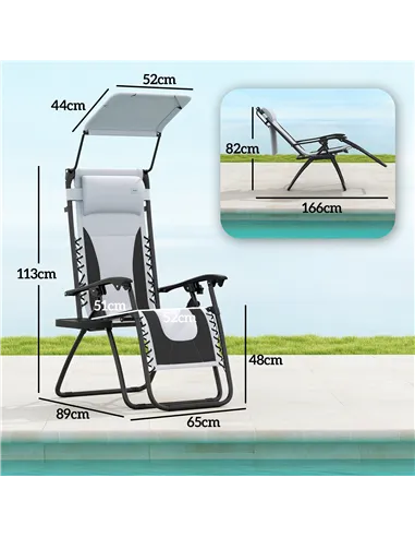 Outsunny Zero Gravity Lounger Chair Set of 2, Folding Reclining Patio Chair with Shade Cover, Padded Seat, Cup Holder, Soft Cush