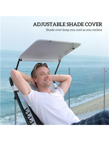 Outsunny Zero Gravity Lounger Chair Set of 2, Folding Reclining Patio Chair with Shade Cover, Padded Seat, Cup Holder, Soft Cush