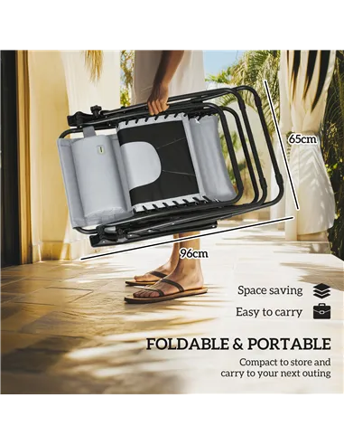 Outsunny Zero Gravity Lounger Chair Set of 2, Folding Reclining Patio Chair with Shade Cover, Padded Seat, Cup Holder, Soft Cush