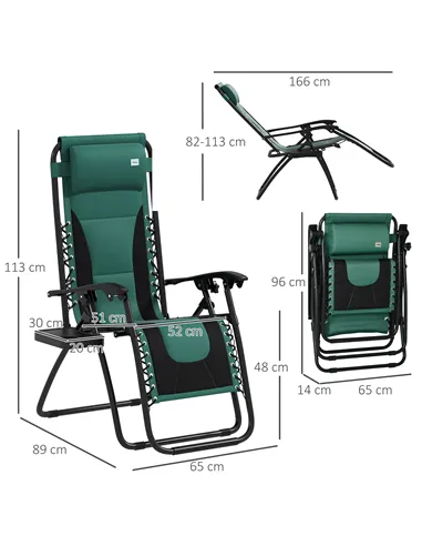Outsunny Zero Gravity Lounger Chair Set of 2, Folding Reclining Patio Chair with Padded Seat, Cup Holder, Soft Cushion and Headr