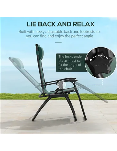 Outsunny Zero Gravity Lounger Chair Set of 2, Folding Reclining Patio Chair with Padded Seat, Cup Holder, Soft Cushion and Headr