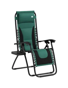 Outsunny Zero Gravity Lounger Chair, Folding Reclining Patio Chair with Padded Seat, Cup Holder, Soft Cushion and Headrest for P