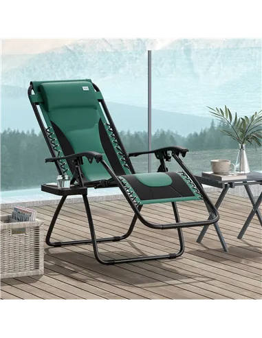 Outsunny Zero Gravity Lounger Chair, Folding Reclining Patio Chair with Padded Seat, Cup Holder, Soft Cushion and Headrest for P