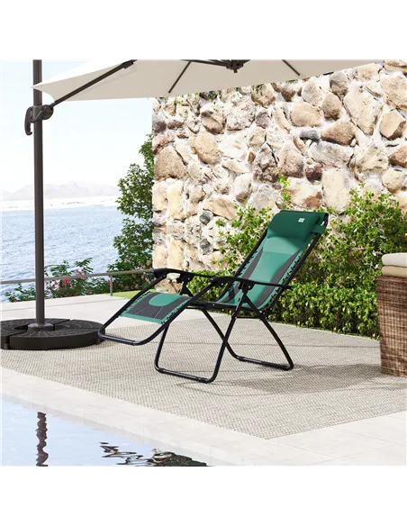 Outsunny Zero Gravity Lounger Chair, Folding Reclining Patio Chair with Padded Seat, Cup Holder, Soft Cushion and Headrest for P