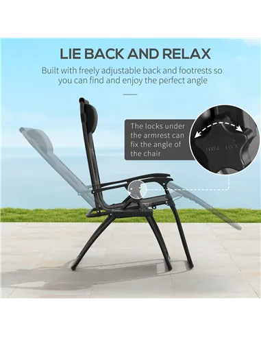 Outsunny Zero Gravity Lounger Chair, Folding Reclining Patio Chair with Padded Seat, Cup Holder, Soft Cushion and Headrest for P