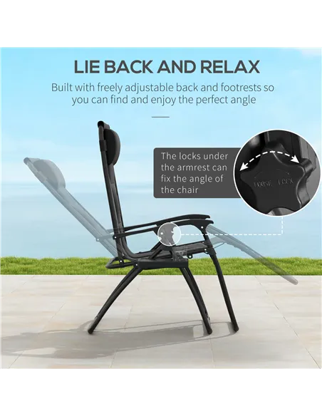 Outsunny Zero Gravity Lounger Chair, Folding Reclining Patio Chair with Padded Seat, Cup Holder, Soft Cushion and Headrest for P