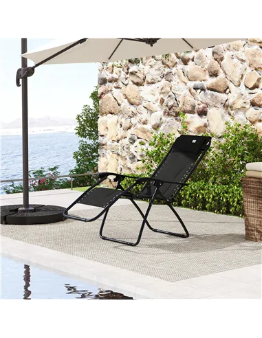Outsunny Zero Gravity Lounger Chair, Folding Reclining Patio Chair with Padded Seat, Cup Holder, Soft Cushion and Headrest for P