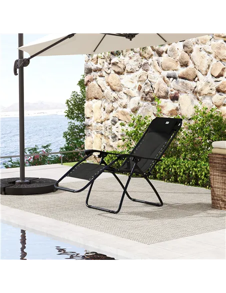 Outsunny Zero Gravity Lounger Chair, Folding Reclining Patio Chair with Padded Seat, Cup Holder, Soft Cushion and Headrest for P