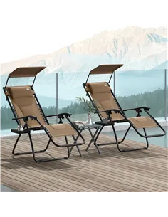 Outsunny Zero Gravity Lounger Chair Set of 2, Folding Reclining Patio Chair with Shade Cover, Cup Holder, Soft Cushion and Headr 2