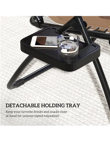 Outsunny Zero Gravity Lounger Chair Set of 2, Folding Reclining Patio Chair with Shade Cover, Cup Holder, Soft Cushion and Headr