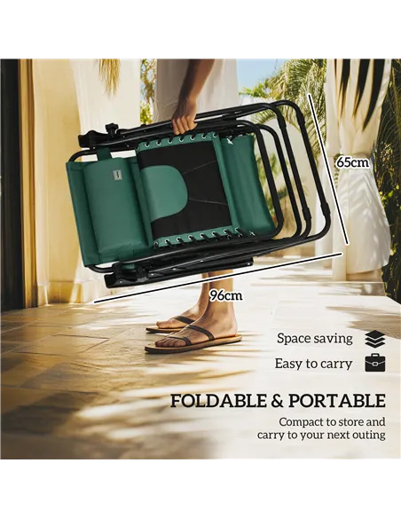 Outsunny Zero Gravity Lounger Chair, Folding Reclining Patio Chair with Shade Cover, Padded Seat, Cup Holder, Soft Cushion and H