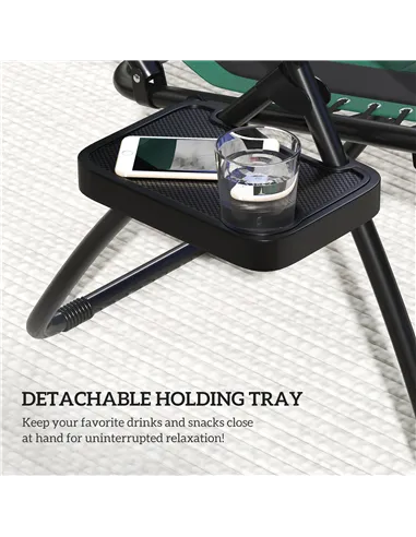 Outsunny Zero Gravity Lounger Chair, Folding Reclining Patio Chair with Shade Cover, Padded Seat, Cup Holder, Soft Cushion and H