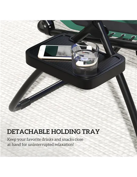 Outsunny Zero Gravity Lounger Chair, Folding Reclining Patio Chair with Shade Cover, Padded Seat, Cup Holder, Soft Cushion and H