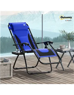 Outsunny Zero Gravity Lounger Chair, Folding Reclining Patio Chair with Padded Seat, Cup Holder, Soft Cushion and Headrest for P 2