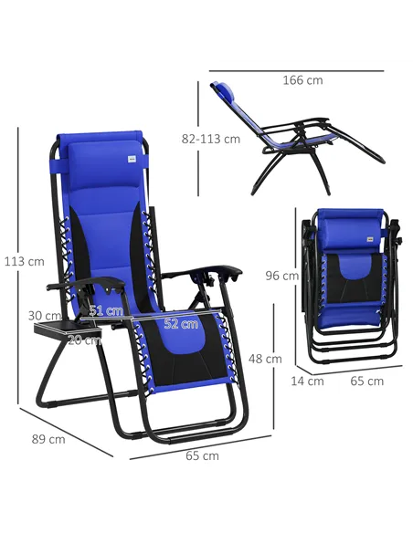Outsunny Zero Gravity Lounger Chair, Folding Reclining Patio Chair with Padded Seat, Cup Holder, Soft Cushion and Headrest for P