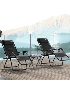 Outsunny Zero Gravity Lounger Chair Set of 2, Folding Reclining Patio Chair with Padded Seat, Cup Holder, Soft Cushion and Headr 2