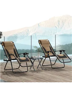 Outsunny Zero Gravity Lounger Chair Set of 2, Folding Reclining Patio Chair with Padded Seat, Cup Holder, Soft Cushion and Headr 2