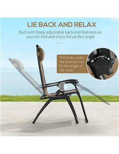 Outsunny Zero Gravity Lounger Chair Set of 2, Folding Reclining Patio Chair with Padded Seat, Cup Holder, Soft Cushion and Headr
