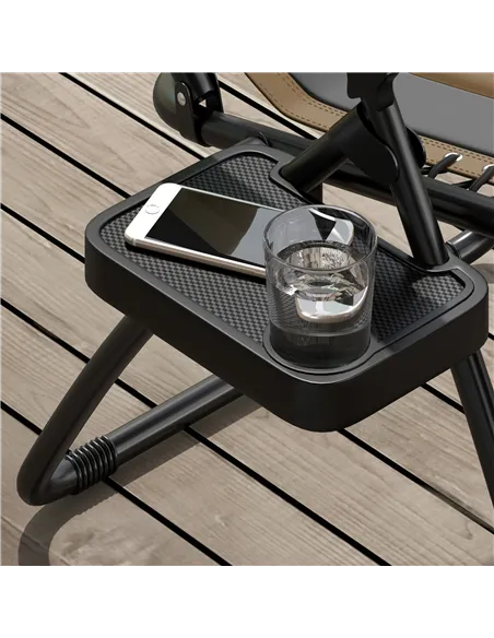 Outsunny Zero Gravity Lounger Chair Set of 2, Folding Reclining Patio Chair with Padded Seat, Cup Holder, Soft Cushion and Headr
