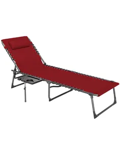 Outsunny Five-Position Reclining Sun Lounger - Red
