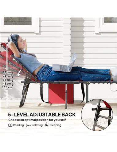 Outsunny Five-Position Reclining Sun Lounger - Red