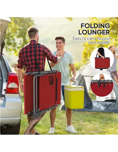 Outsunny Five-Position Reclining Sun Lounger - Red