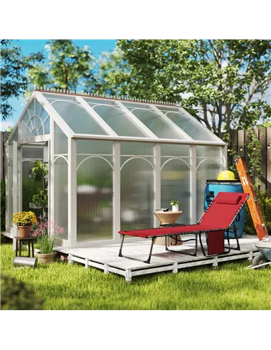 Outsunny Five-Position Reclining Sun Lounger - Red